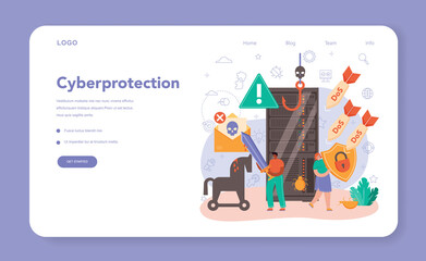 Cyber or web security web banner or landing page. Digital data