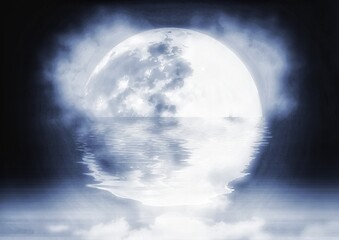 Fototapeta na wymiar 神秘的な満月のイラスト