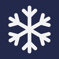 Vector high quality logo illustration of the snowflake white icon isolated on dark blue background