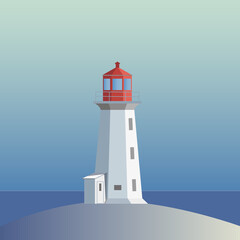 Peggy's Cove Lighthouse in Nova Scotia. Vector Illustration