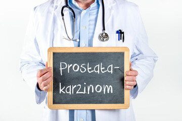 Arzt mit einer Tafel Prostata Karzinom