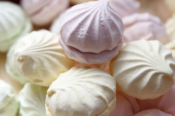 Marshmallow according to a classic recipe at a confectionery factory, lies for sale to customers