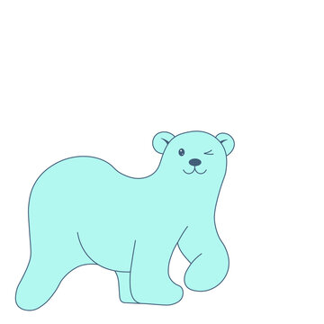 Hand-drawn blue bear, vector image, flat vector, isolate on white background