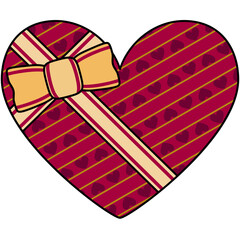 バレンタイデーのチョコレートのラッピングのイラスト（アウトラインあり）