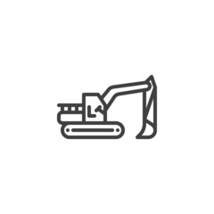 Excavator machine line icon