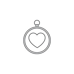 Obraz premium Romance and love concept. Outline sign drawn in flat style. Line icon of heart inside of necklace