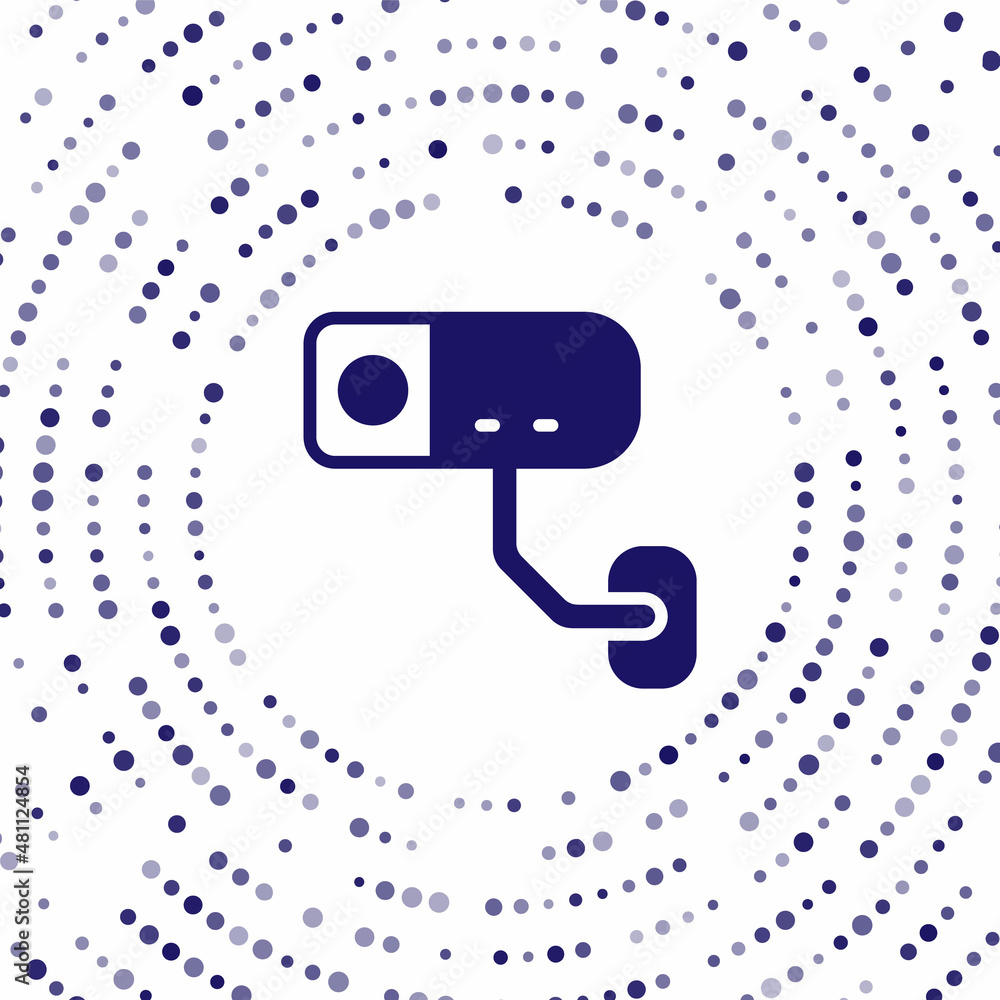Poster blue security camera icon isolated on white background. abstract circle random dots. vector