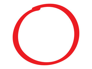 Red circle pen draw. Highlight hand drawn circle isolated on white background. Handwritten red circle. For marker pen, pencil, logo and text check. Vector illustration
