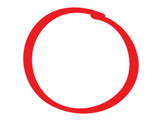 Red circle pen draw. Highlight hand drawn circle isolated on white background. Handwritten red circle. For marker pen, pencil, logo and text check. Vector illustration