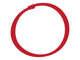 Red circle pen draw. Highlight hand drawn circle isolated on white background. Handwritten red circle. For marker pen, pencil, logo and text check. Vector illustration