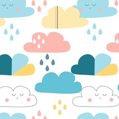 raindrops falling from the sky childrens style pattern