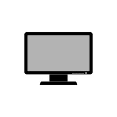 The icon of a modern computer monitor with the settings buttons is black on a white background.