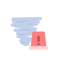 illustration of hurricane and warning lights. tornado warning icon. danger sign. flat cartoon style. vector design