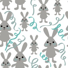Bunnies seamless rabbits pattern for fabrics and textiles and packaging and gifts and cards and linens and kids