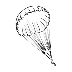 Vector, Image of Parachuting Illustration, black and white color, with transparent background
