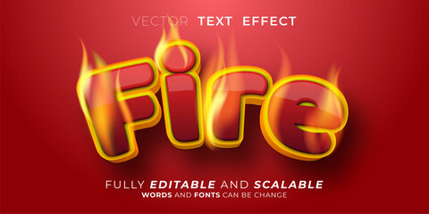 Editable text effect Fire 3d style illustrations
