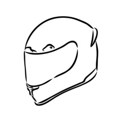 Motorcycle helmet hand drawn outline doodle icon. Motorbike protection and speed, safety equipment concept. Vector sketch illustration for print, web, mobile and infographics on white background.