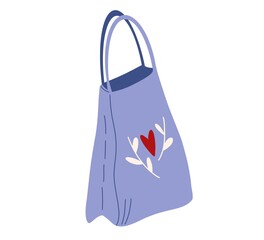 Trendy blue shopper bag. Flat illustration isolated on white background 