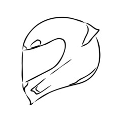 Motorcycle helmet hand drawn outline doodle icon. Motorbike protection and speed, safety equipment concept. Vector sketch illustration for print, web, mobile and infographics on white background.