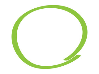 Green circle pen draw. Highlight hand drawn circle isolated on white background. Handwritten green circle. For marker pen, pencil, logo and text check. Vector illustration