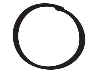 Black circle pen draw. Highlight hand drawn circle isolated on white background. Handwritten black circle. For marker pen, pencil, logo and text check. Vector illustration