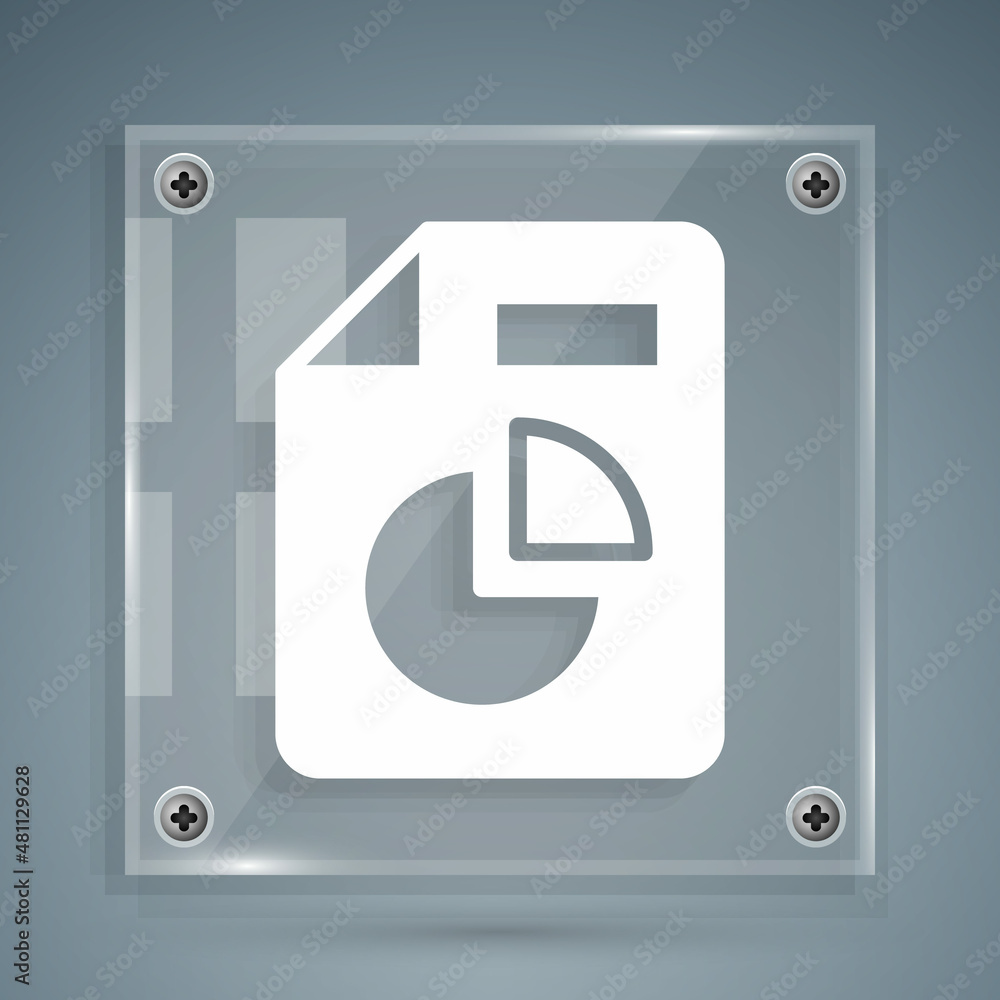 Aufkleber white document with graph chart icon isolated on grey background. report text file icon. accounting 