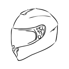 Motorcycle helmet hand drawn outline doodle icon. Motorbike protection and speed, safety equipment concept. Vector sketch illustration for print, web, mobile and infographics on white background.