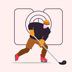 Obraz premium Man ice hockey outfit is performing on the ice. Winter Sports. Vector colorful illustration.