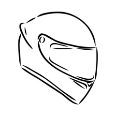 Motorcycle helmet hand drawn outline doodle icon. Motorbike protection and speed, safety equipment concept. Vector sketch illustration for print, web, mobile and infographics on white background.