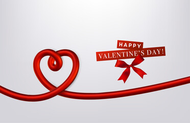 Realistic vector heart shape illustration. Romantic Valentine's Day greeting card.	
