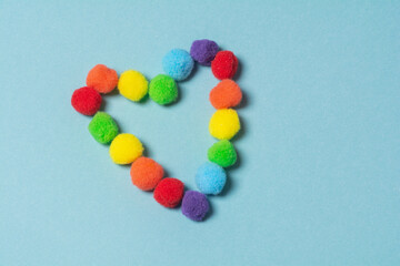 Heart of rainbow color from fluffy circles. Background for holiday valentine's day. LGBT concept. Movement for equal rights