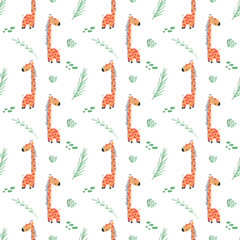 cute african giraffe seamless background