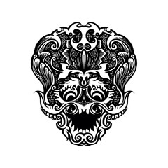Hand Drawn Skulls Traditional Tattoo Design