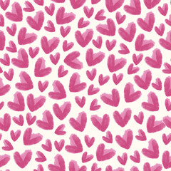 seamless valentine pattern background with pink watercolour heart , kids pattern