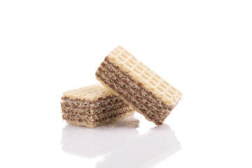 Chocolate wafers on white background