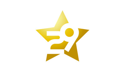 29 Number New Gold Abstract Star Logo