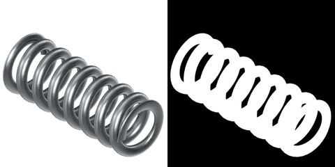 3D rendering illustration of an helical compression spring
