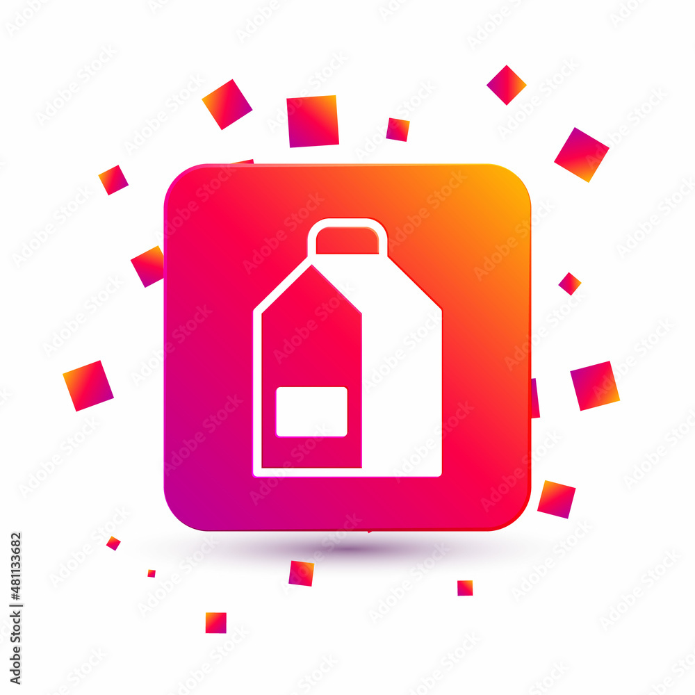 Poster White Paper package for milk icon isolated on white background. Milk packet sign. Square color button. Vector