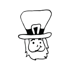 Leprechaun Irish Character line icon, St. Patricks day and holiday, leprechaun vector icon, vector graphics, editable stroke outline sign, eps 10