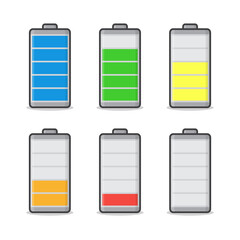 Battery Charge Status Vector Icon Illustration. Battery Indicators Flat Icon
