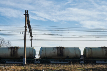 tank cars in a freight train are coupled to each other