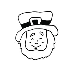 Leprechaun Irish Character line icon, St. Patricks day and holiday, leprechaun vector icon, vector graphics, editable stroke outline sign, eps 10