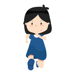 Girl Running cartoon children flat
