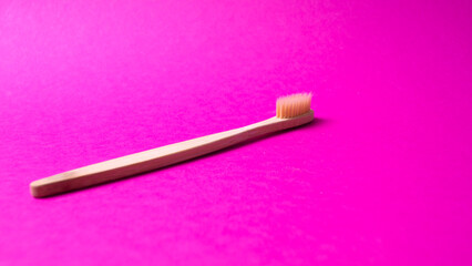 Bamboo toothbrush, top view, isolated