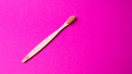 Bamboo toothbrush, top view, isolated