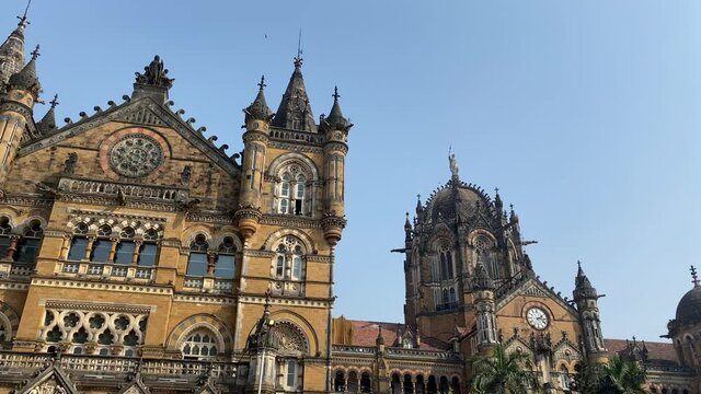 Mumbai Maharashtra India January 12 2022 Chhatrapati Shivaji Maharaj Terminus (CSMT) is a UNESCO World Heritage Site and an historic railway station in Mumbai, India.
