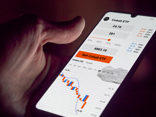 Business analysis of cobalt ETF (Exchange-traded fund). Stock exchange market chart, Stock market...