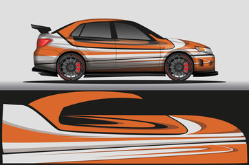 Obraz premium Car livery wrap decal, rally race style vector illustration abstract background