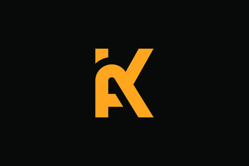 AK monogram initials letter logo concept. KA letter logo design on luxury background. AK icon design. KA trendy and Professional gold color letter icon design on black background. AK KA - obrazy, fototapety, plakaty