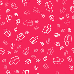 White line Cloud or online library icon isolated seamless pattern on red background. Internet education or distance training. Vector